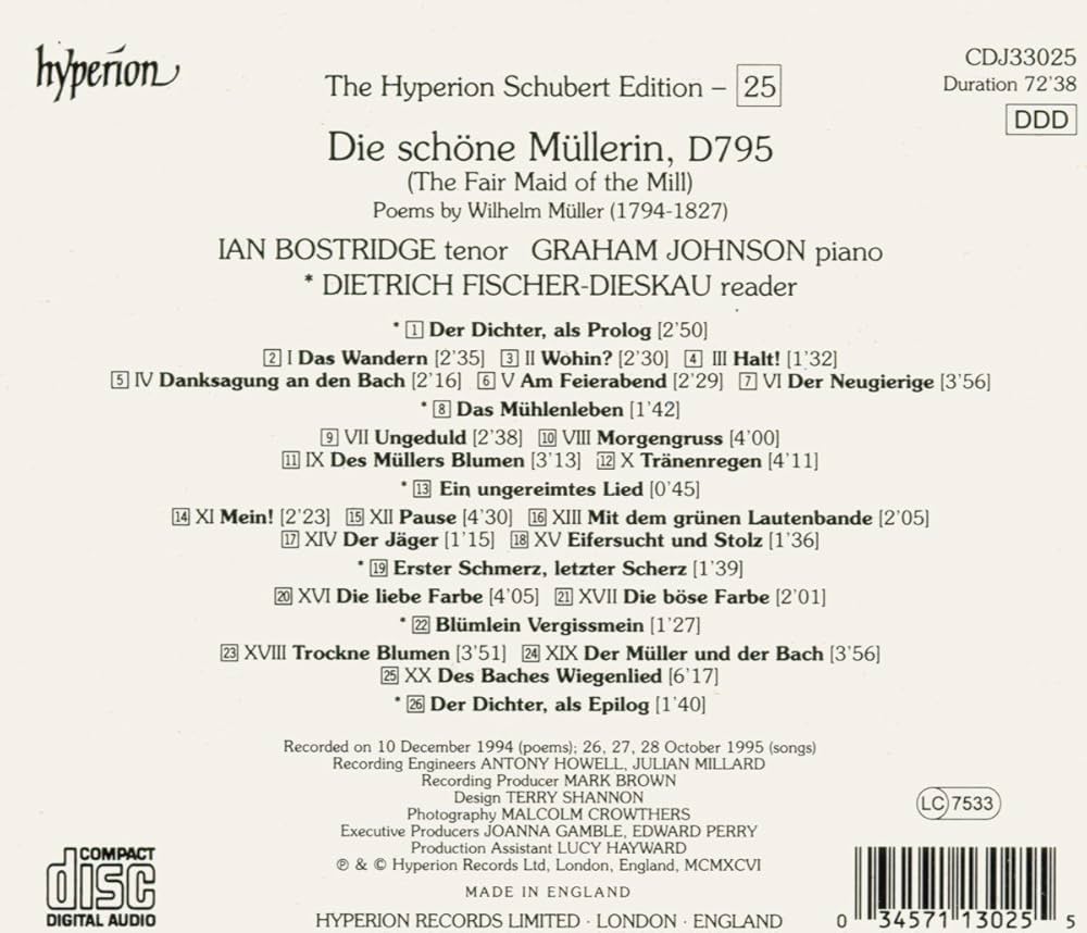 【中古】 Schubert；Die Schone Mullerin Prey ,Hokanson ,Engel アーティスト Die Schone Mullerin : Hermann Prey(Br)Leonard Hokanson(P